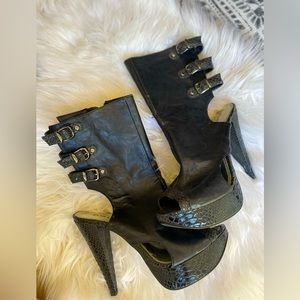 Bebe Black Ankle High Heels/Boots